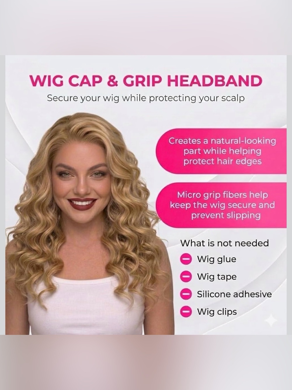 HD Lace Front 11x5 Glueless Wig Cap with Grip Band #038 - Picture 6 of 11